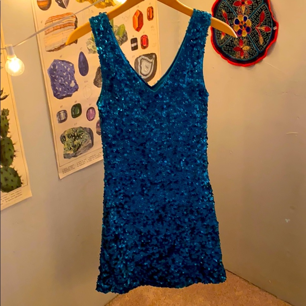 Blue Amber Turquoise/Blue Sequin Party Dress